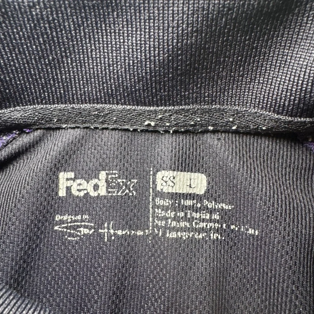 FedEx Ground Redbird Logistics Polo Shirt Mens Large Black Purple Short Sleeve